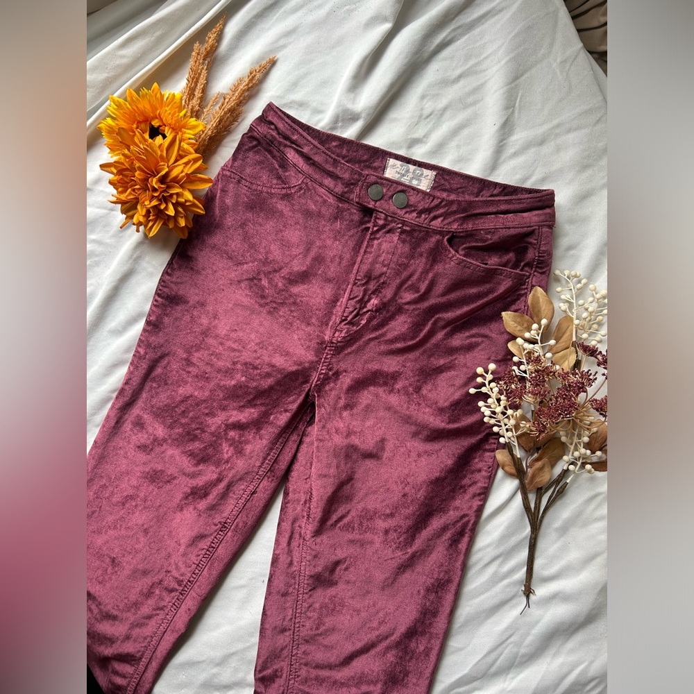 We The Free Free People Velvet Burgundy Pants size 28